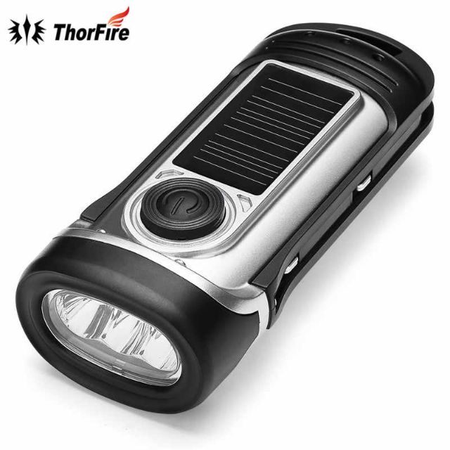 ThorFire Hand Crank Solar Powered Rechargeable Flashlight